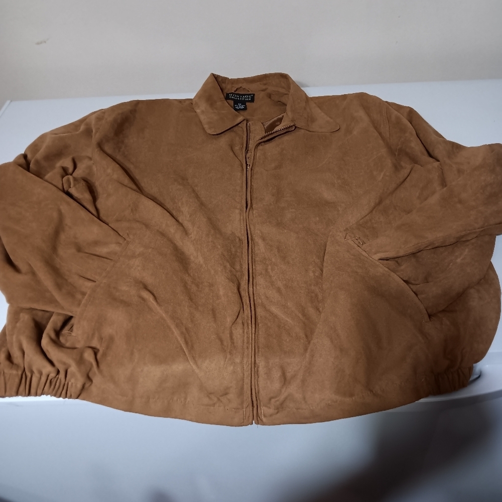 Montage Collection Chocolate Brown Faux Suede ZipUp Jacket With Pockets Size XXL